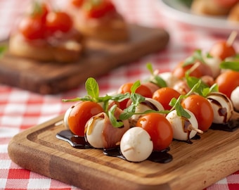 Urlaub Finger Food Pack | 3 einfache italienische Vorspeisen | Caprese, Prosciutto & Bruschetta • Digitaler Download PDF
