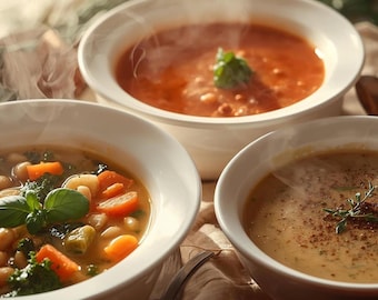 Tuscan Soup Recipe Bundle • Authentic Minestrone • Pappa al Pomodoro • Creamy Mushroom • Digital Download PDF