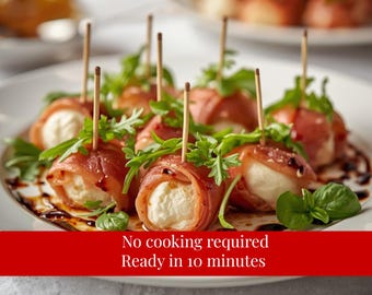 Prosciutto & Mozzarella Brötchen Rezept | Italienische Party-Aperitif | Einfaches No-Bake Fingerfood • Digitaler Download PDF