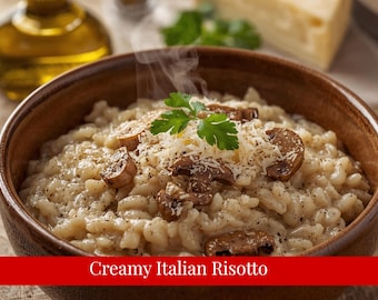 Mushroom Risotto Recipe | Creamy Italian Risotto ai Funghi | Easy Comfort Food • Digital Download PDF