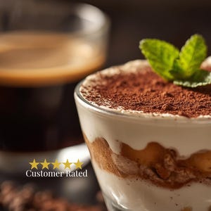 Tiramisú clásico italiano en copas / Postre dulce para picar / Perfecto para fiestas, cafés y bufés • PDF digital