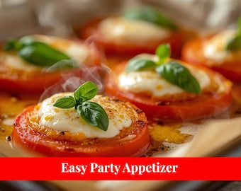Baked Tomatoes with Mozzarella | Easy Italian Party Appetizer | Quick Finger Food • Digital Download PDF