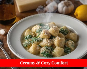 Spinach Gnocchi Recipe | Creamy Italian Gnocchi | Easy 20-Min Comfort Dinner • Digital Download PDF