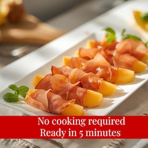 Spiedini di prosciutto e melone / Stuzzichini italiani facili da preparare / Antipasto per feste in 5 minuti • Download digitale PDF