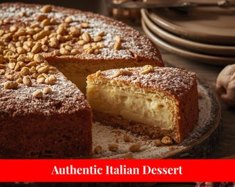 Torta della Nonna Rezept | Italienischer Puddingtörtchen mit Pinienkernen | Klassisches toskanisches Dessert • PDF