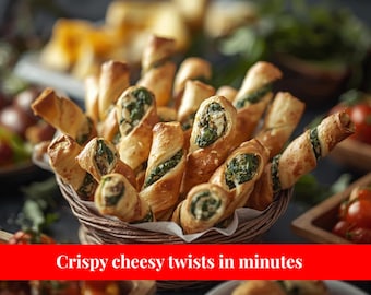 Party Finger Food Klassiker | Parmesan & Spinat-Käse Spiralen | Schnellrezept • Digitaler Download PDF