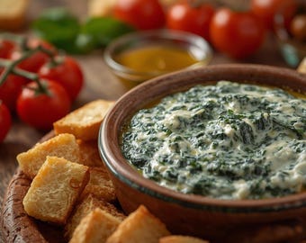 Italienischer Warmer Spinat & Ricotta Dip | Festliche Party neues Jahr, Karneval-Aperitif • Digitaler Download PDF