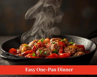 Italienische Wurst & Paprika Pfanne | Einfaches italienisches Abendessen mit einer Pfanne | Schnelles Comfort Food • Digitaler Download PDF