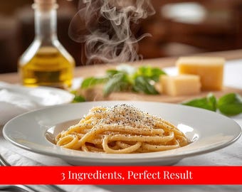 Cacio e Pepe Rezept | Authentische italienische Pasta | 20-Minuten-Pecorino & Paprika Spaghetti • Digitaler Download PDF