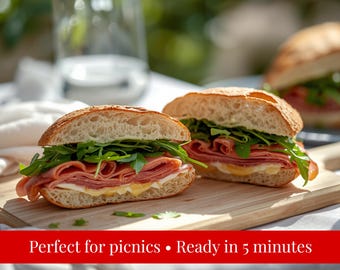 Prosciutto & Rucola-Sandwich | Italienisches Deli Style Panino | Einfaches 5-Minuten-Lunch • Digitaler Download PDF