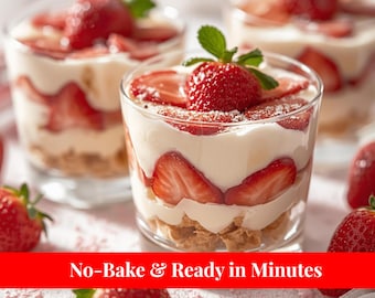 Strawberry Tiramisu | No-Bake Italian Dessert | Easy Fresh Spring Treat • Digital Download PDF