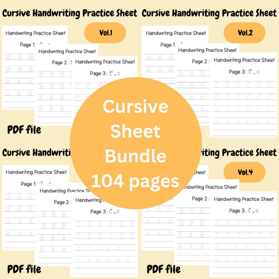 Bundle Cursive Hand Written Practice Sheet, Lettering Work Sheet - Etsy