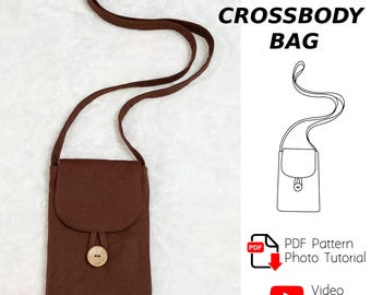 Molde de costura digital para bolsa tiracolo para celular em PDF para impressão e download instantâneo