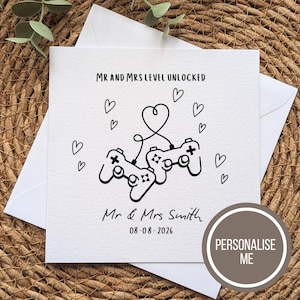 Personalised Gaming-Themed Wedding Card, Bride and Groom, Newlyweds, Gift for special day | C041