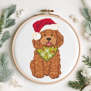 Julkorsstygnsmönster för Cavapoo-hund | Digital direktnedladdning i PDF-format | Roligt mini-Cockapoo-diagram