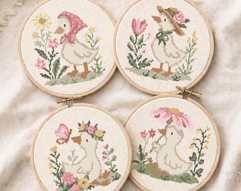 Baby Goose Cross Stitch Pattern | Digital Download PDF | Funny Animal Easy Begginer Chart