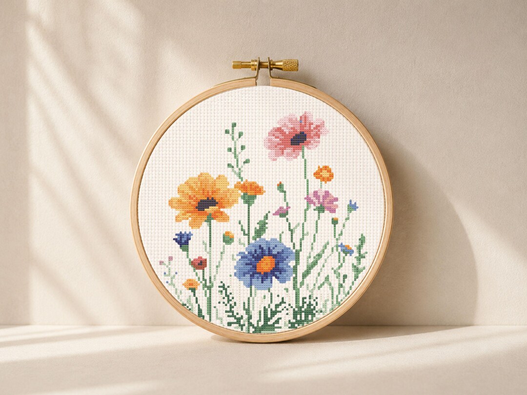 Wildflower Cross Stitch Pattern | Floral Bouquet Digital Download PDF ...