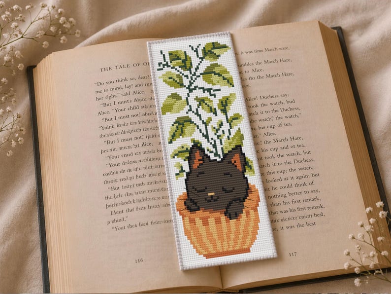 Black Cat Bookmark Cross Stitch Pattern Set | Instant Download PDF ...
