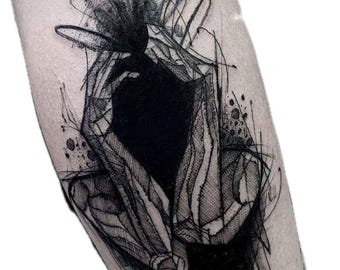 Abstract Tattoo Design Digital Download, Black Ink Hand Art, Dark Aesthetic Tattoo Sketch, Modern Tattoo Stencil, Printable Tattoo Art