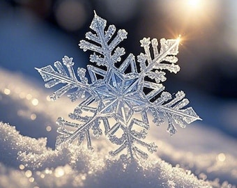 Ice Crystal Snowflake Macro Photography, Minimal Winter Decor (Digital Download)