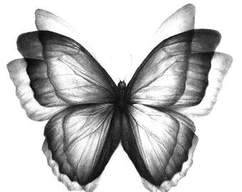 Black Butterfly Printable Wall Art, Digital Download Butterfly Art, Minimalist Aesthetic Poster, Tattoo Design, Instant Download Print