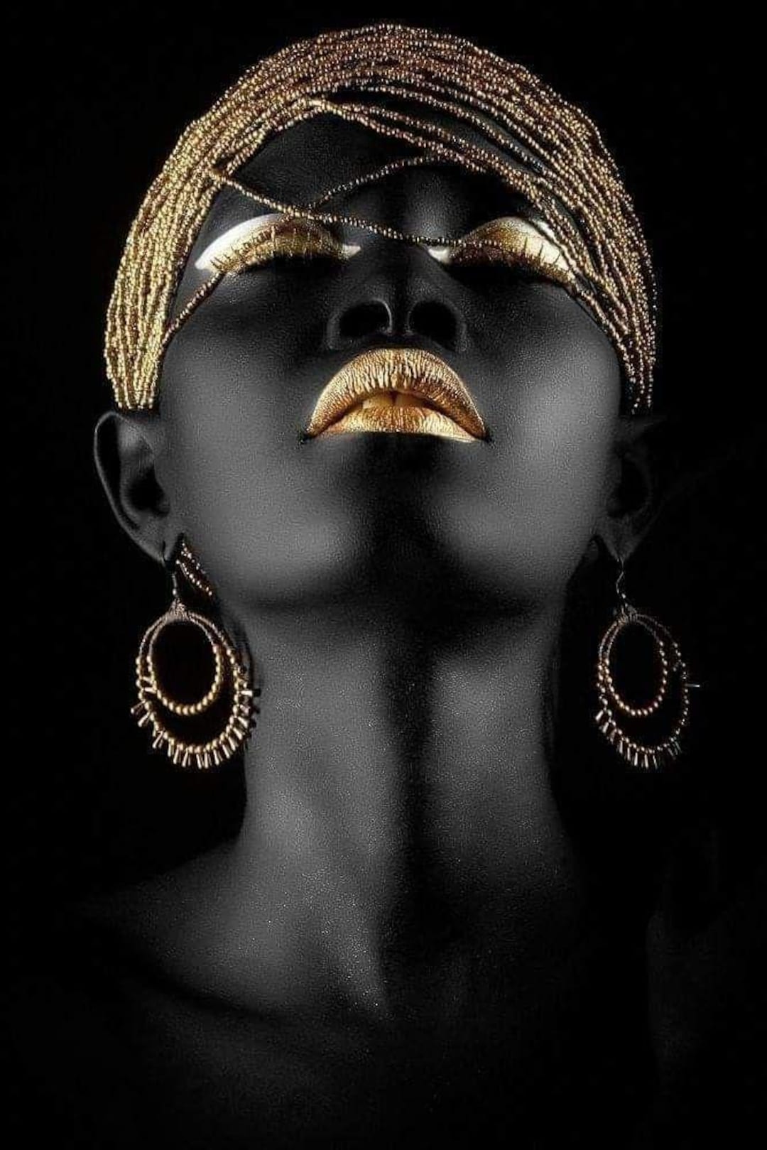 Black and Gold African Woman Portrait Art Print (digital Download) - Etsy