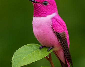 Impresión fotográfica de colibrí rosa, arte mural de naturaleza vibrante (descarga digital)
