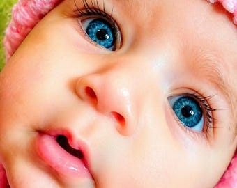 Blue Eyes Baby Photo, Cute Baby Portrait, High Resolution Digital Download, Nursery Wall Art, Printable Baby Picture, Instant Download