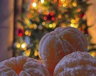 Fotografía navideña en tonos naranjas, decoración acogedora para la pared (descarga digital)
