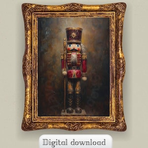 Vintage Nussknacker Weihnachten Gemälde, Urlaub Wandkunst (Digitaler Download)