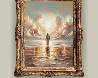 Jesus Walking on Water Art, Christian Bible Print (Digital Download)
