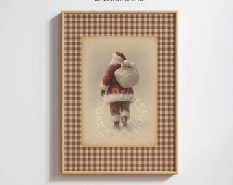 Vintage Santa Print | Distressed Retro Christmas Poster (Digital Download)