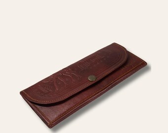 Evening Clutch Purse in Cherry Full-Grain Leather, Gangaur
