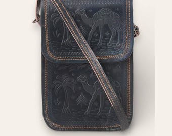 Small Sling Bag, Full-Grain Leather in Dark Olive, Nagaur Sling