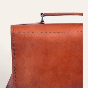 The Malani Messenger, back view in natural-brown full-grain leather