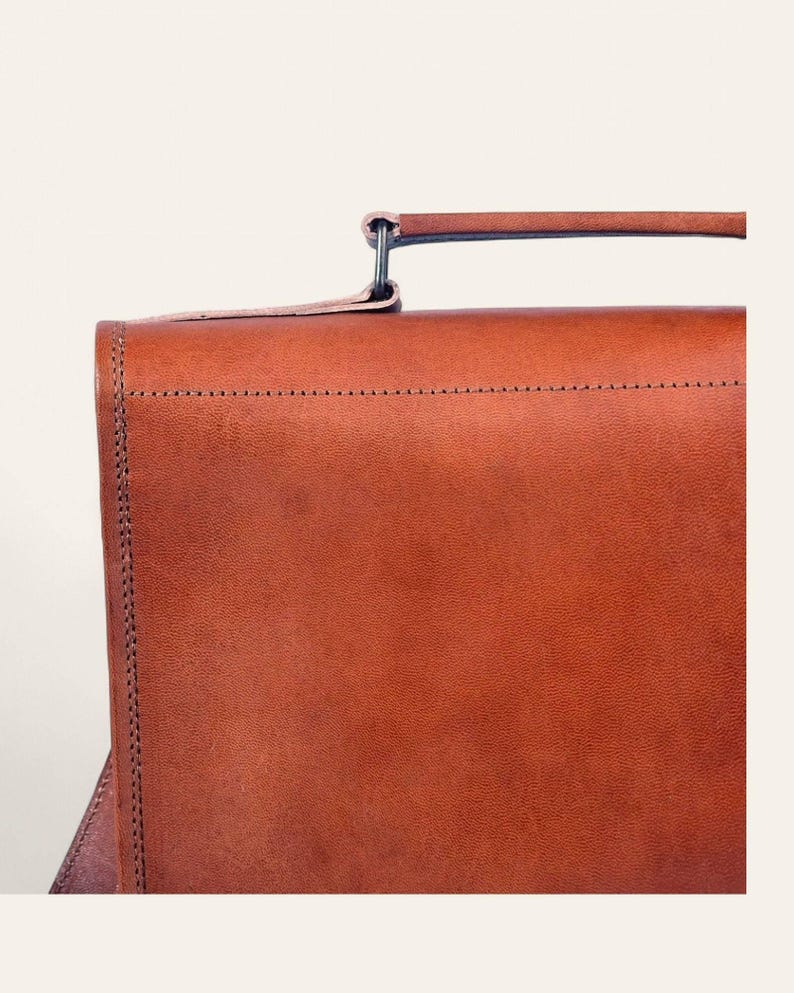 The Malani Messenger, back view in natural-brown full-grain leather