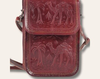 Leather Sling Bag, Cherry Full-Grain Leather, Nagaur