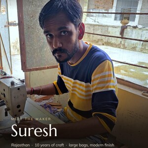 Suresh, the Jeengar artisan who made the Sonar Briefcase, in the workshop in Rajasthan