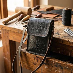 The Nagaur Sling in Dark Olive, a miniature heirloom sling by Jeengar