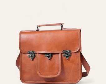 Messenger Bag, Hohenstein Certified Real Leather in Golden Tan, Malani Messenger