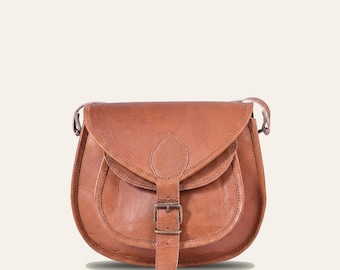 Leather Sling Bag in Tan Full-Grain Goat Leather, Marwari Sling