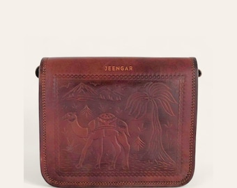 Leather Sling Bag, Cherry Full-Grain Leather, Jaisalmer Sling