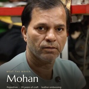 Mohan, the Jeengar artisan who made the Pushkar Sling, in the workshop in Rajasthan
