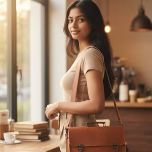 Woman wearing The Jodhpur Messenger cross-body (AI-generated)