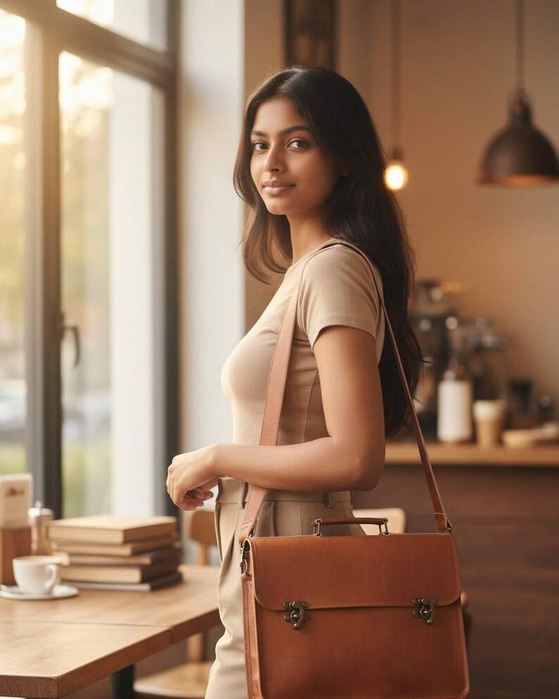 Woman wearing The Jodhpur Messenger cross-body (AI-generated)