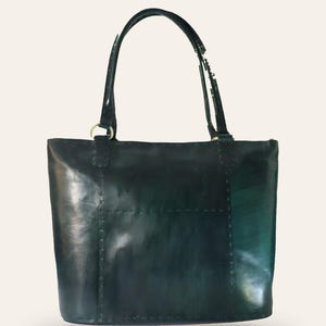 The Rambagh Tote from the back, its clean unadorned panel and hand-stitched seams