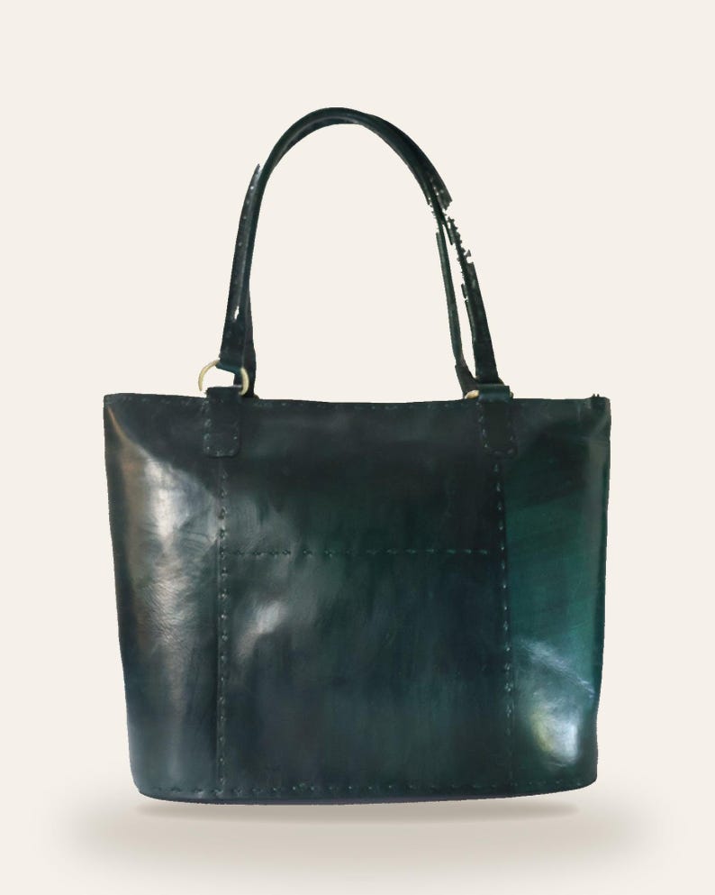 The Rambagh Tote from the back, its clean unadorned panel and hand-stitched seams