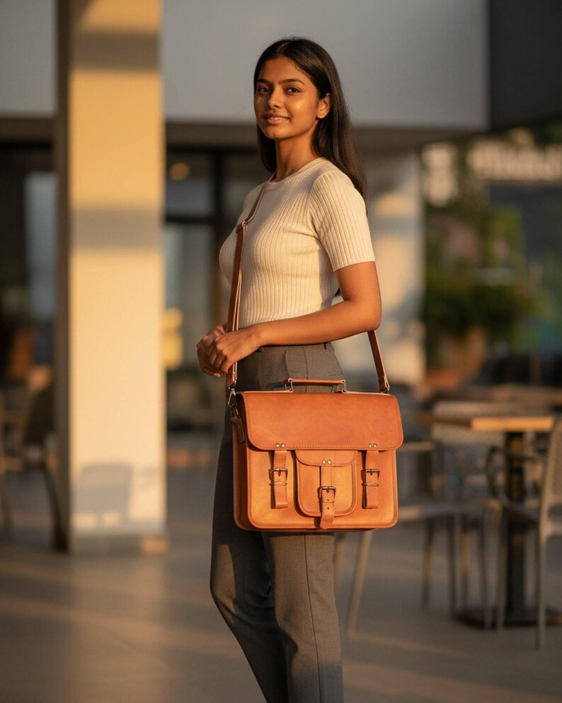 Woman wearing The Mewad Messenger cross-body (AI-generated)