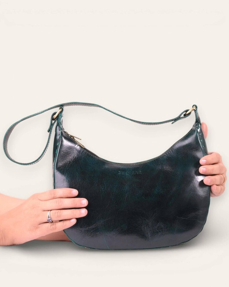 The Ranisar Shoulder Bag in Dark Olive, full-grain leather, artisan Manish