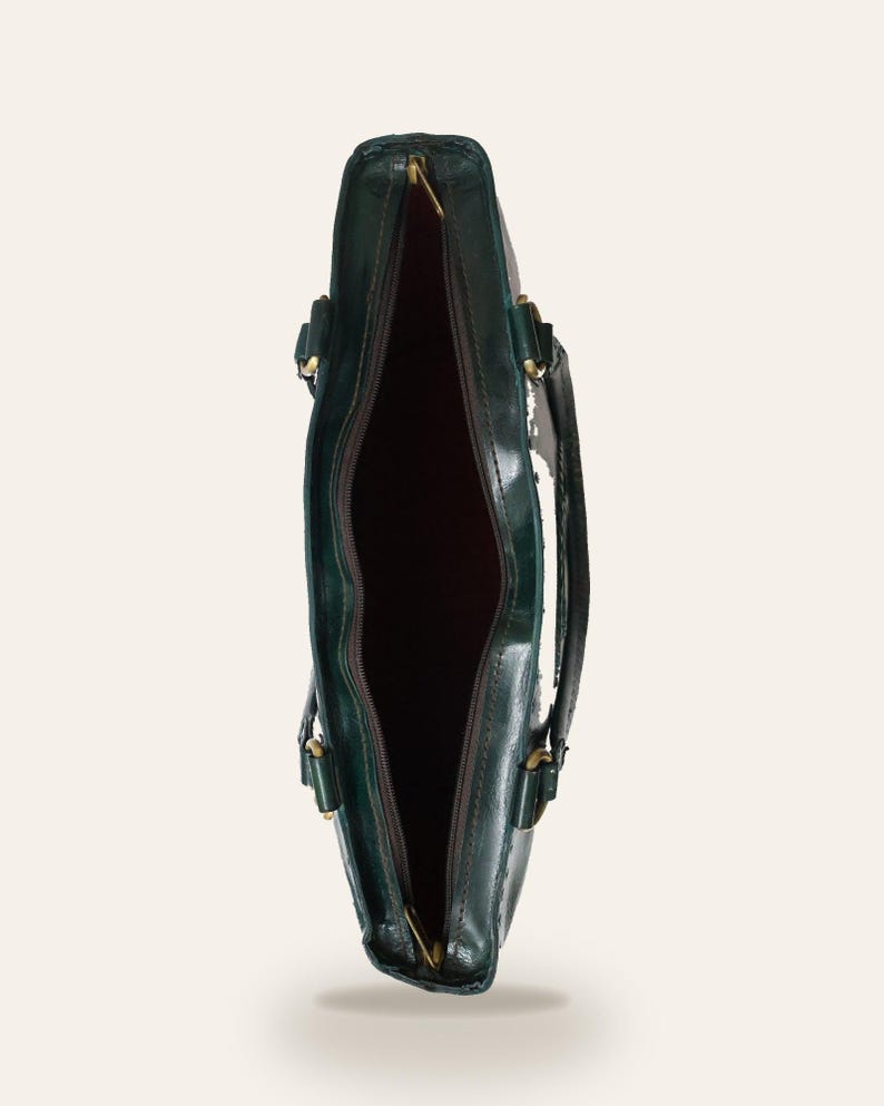 The Rambagh Tote seen from above, open, showing the depth of its main compartment